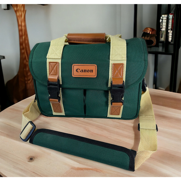 Canon Other - Retro Canon Camera Bag Organizer Green Pockets Shoulder Strap DSLR Carry Case